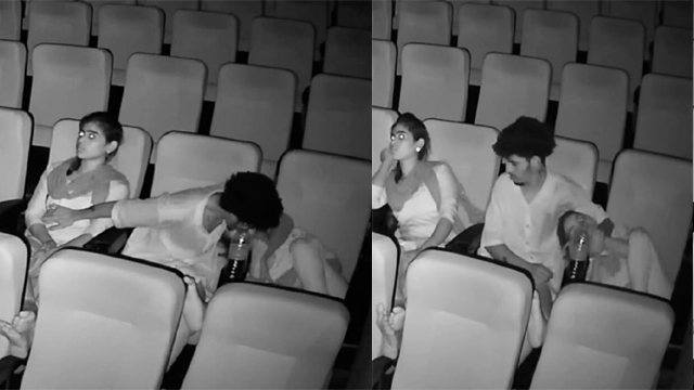 Cute Couple Threesome Kissing in Cinema Hall – CCTV Viral