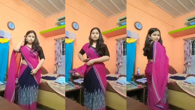 Cute Shy Desi GF – Saree Blouse Off Boobs MMS